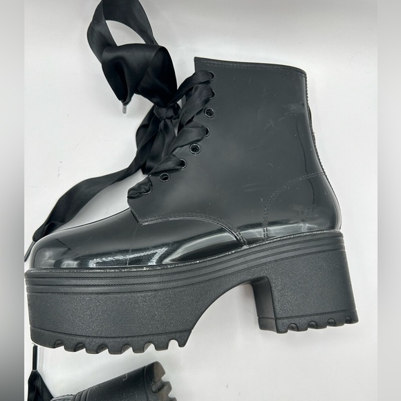 Jeffrey Campbell Fog Patent Lace Up Platform combat boot, goth dolls kill size 7 - Picture 3 of 7